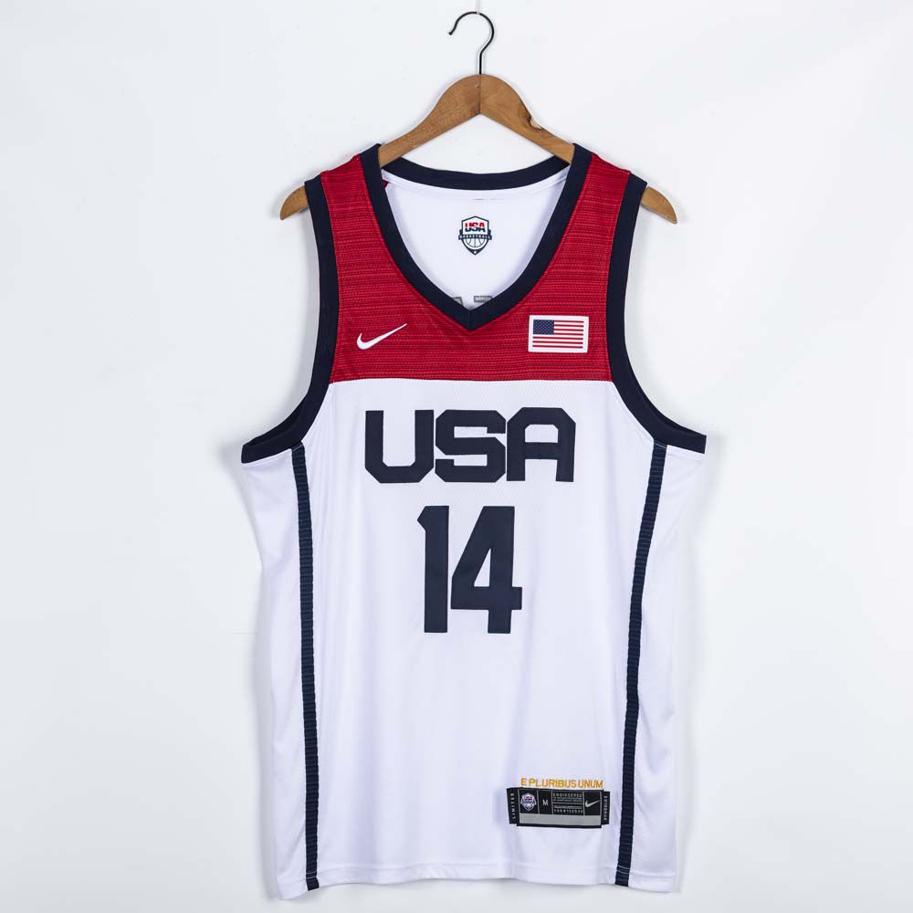 2021 Olympic USA #14 Green White Nike NBA Jerseys